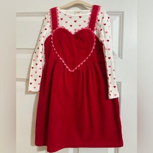 GYMBOREE Girls Heart Skirtall - Mini Valentine - Red- with matching tee-  Size 5